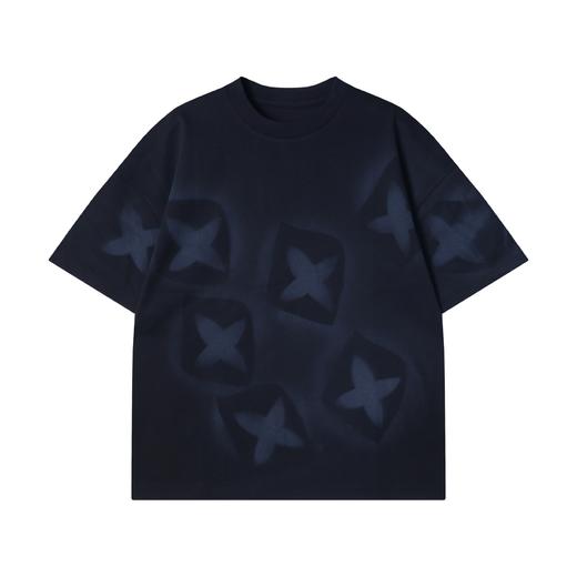 9210夏季高级感新款渐变撞色十字圆领短袖T恤百搭时尚休闲百搭上衣 商品图1