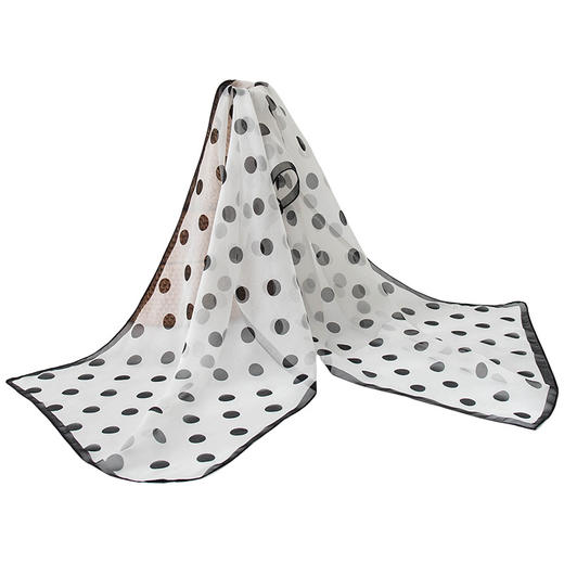 丁摩 高端法式桑蚕丝丝巾黑色波点丝巾真丝女长条高级感围巾披肩薄春夏5ZF-9606 商品图5