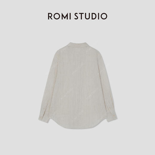 ROMI STUDIO“随性自然”100%亚麻肌理感细条纹翻领衬衣 RWCSSG1579 商品图1