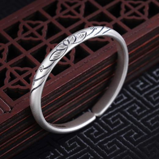 子佩集S999银【莲香浮动】手工纯银手镯原创设计【55021214】2503 商品图2