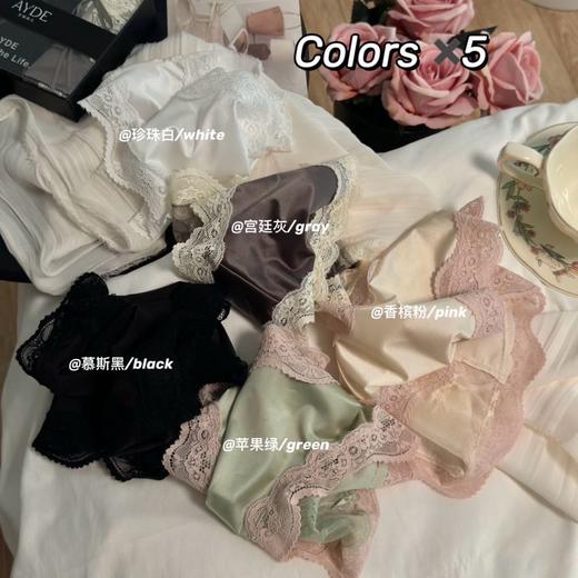 2025新款缎面女生纯欲风蕾丝内裤女中腰纯棉全棉7A抗菌裆大码女士内裤 商品图2