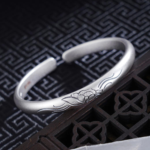 子佩集S999银【莲歌轻唱】手工纯银手镯原创设计【55021206】2503 商品图3