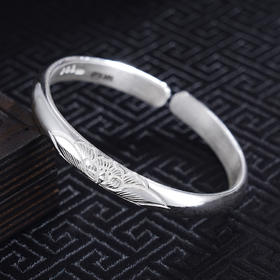 子佩集S999银【晨光染蕊】手工纯银手镯原创设计【55021101】2503