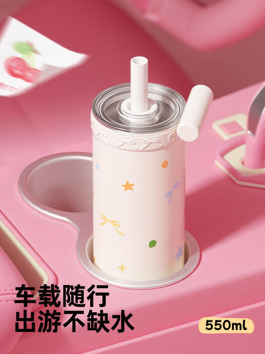 bablov花伴森玻璃内胆保温杯吸管杯女生高颜值水杯可爱咖啡杯子夏日保冷 商品图5