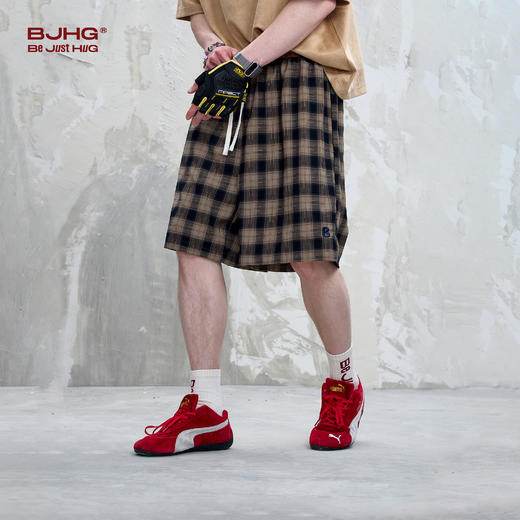 BJHG不计后果格子短裤男夏季轻薄透气直筒宽松阔腿运动休闲五分裤 商品图1