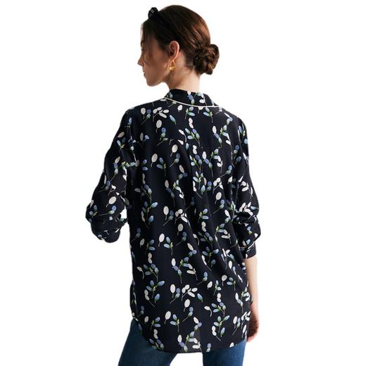 丁摩 真丝衬衫女春夏新款砂洗双绉印花杭州丝绸长袖桑蚕丝上衣5ZF-229 商品图4