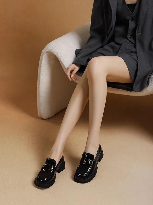 [HARSON] BF3  哈森厚底乐福鞋 2025春季新款时尚 黑色小皮鞋一脚蹬单鞋 商品图2