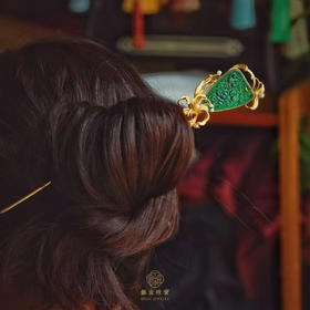 龢盒原创 百合花翡翠珍珠银鎏金发簪