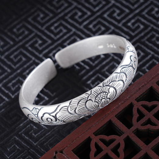 子佩集S999银【富贵花开】手工纯银手镯原创设计【55011215】2503 商品图2