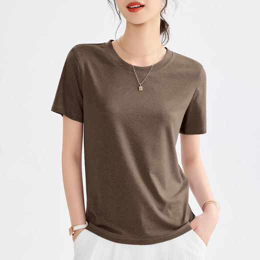 【专柜大牌品质】轻奢简约天丝亚麻短袖 莱赛尔清凉柔软T恤 商品图9