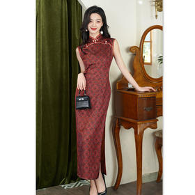 GX时尚改良新中式长款无袖旗袍2025春夏新款婚宴旗袍裙