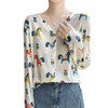 丁摩 春秋新款天丝水溶羊毛V领针织防晒开衫女晕染印花薄款长袖上衣5ZF-186 商品缩略图1