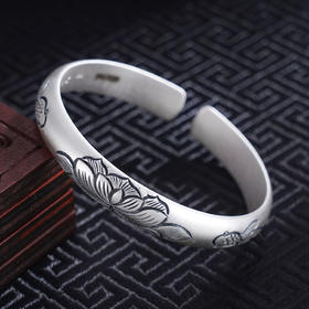 子佩集S999银【花下鱼舞】手工纯银手镯原创设计【55021216】2503