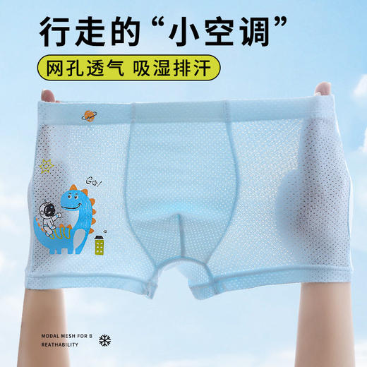 【4条】夏童儿童薄款网眼内裤 提花透气网孔 男孩女孩平角裤 商品图2
