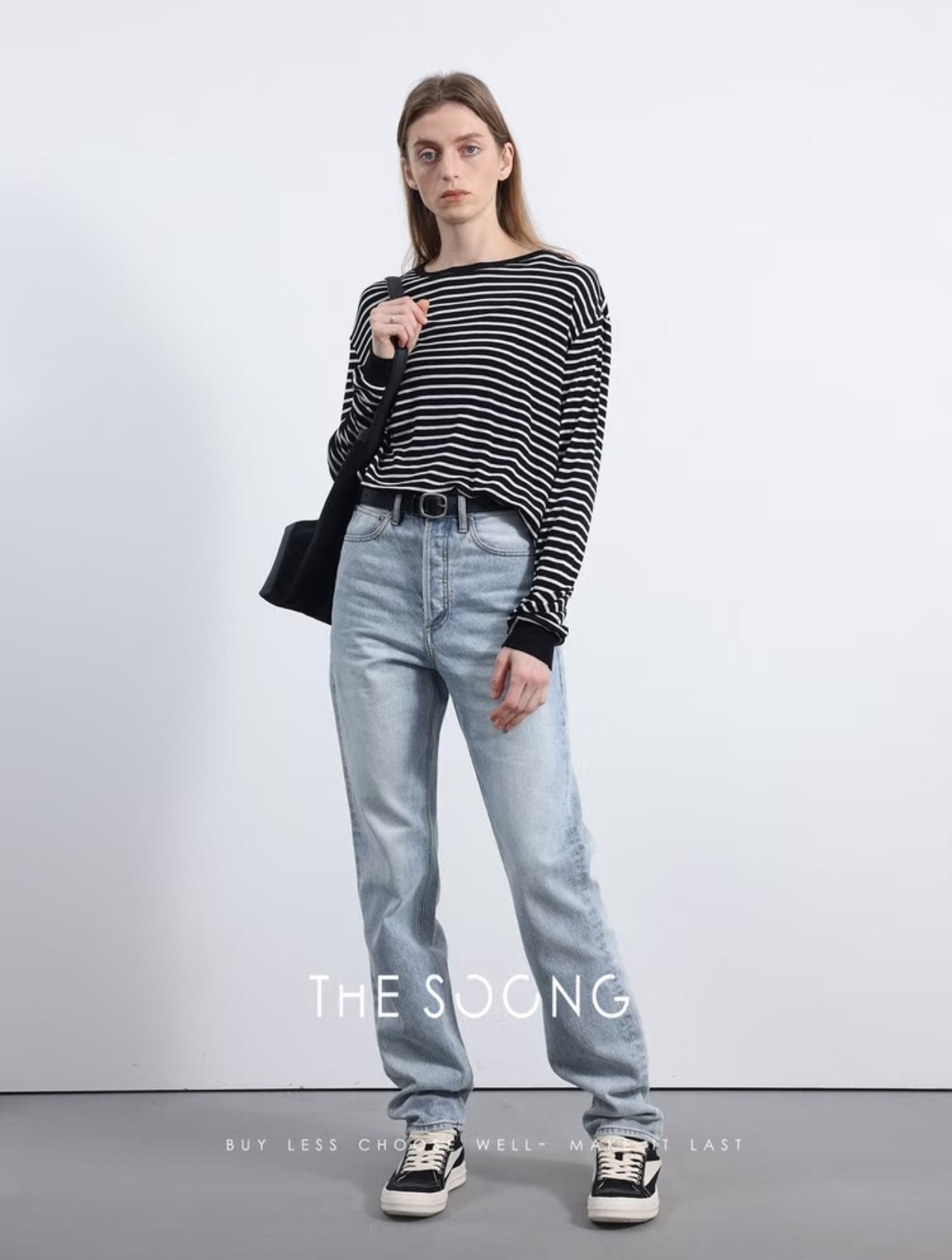 THESOONG|90s’做旧石磨高腰无弹窄脚牛仔裤HBNZ222656