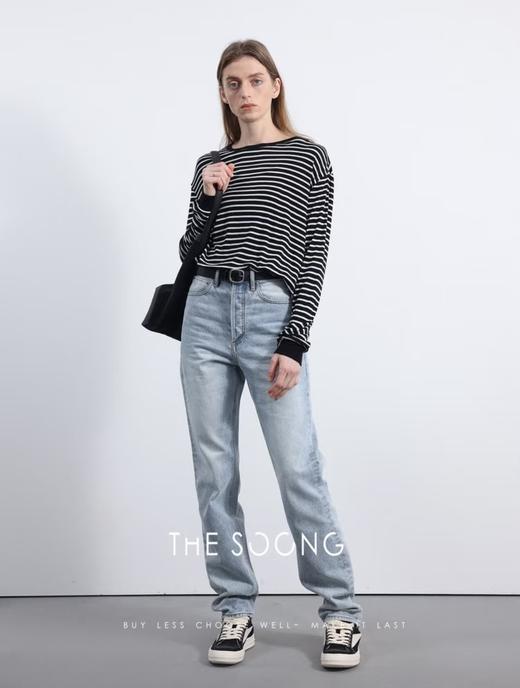 THESOONG|90s’做旧石磨高腰无弹窄脚牛仔裤HBNZ222656 商品图0