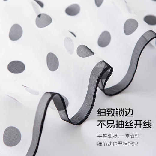 丁摩 高端法式桑蚕丝丝巾黑色波点丝巾真丝女长条高级感围巾披肩薄春夏5ZF-9606 商品图2