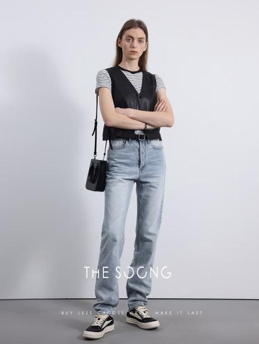 THESOONG|90s’做旧石磨高腰无弹窄脚牛仔裤HBNZ222656 商品图2
