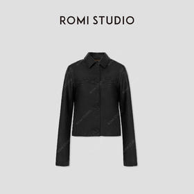 ROMI STUDIO“摩登复古”土耳其绵羊皮修身短款皮衣外套RW24WW01163