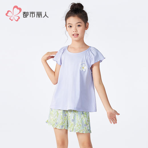都市丽人童装正价棉质短袖套装薄40支TC拉架亲情蜜语短袖类JHH9B7 商品图1