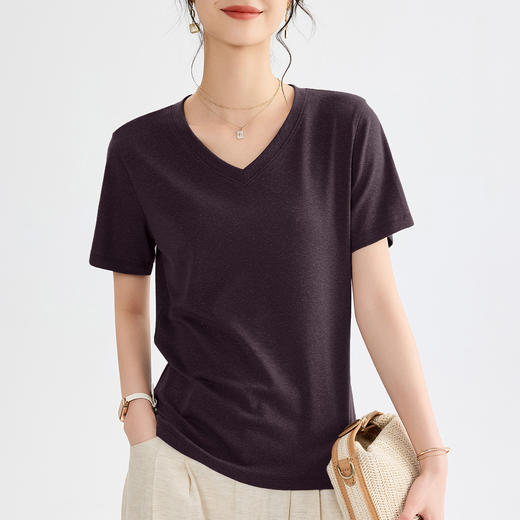【专柜大牌品质】轻奢简约天丝亚麻短袖 莱赛尔清凉柔软T恤 商品图3