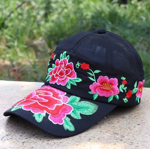 雀说 帽子女夏天民族风大绣花棒球帽后网纱透气棒球帽女时尚遮阳帽5ZF-0698 商品图8