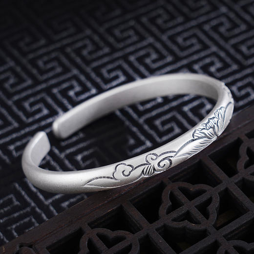 子佩集S999银【荷影摇曳】手工纯银手镯原创设计【55021211】2503 商品图2