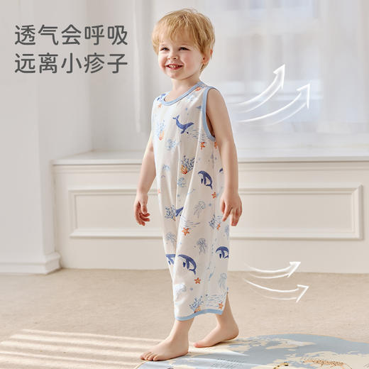 【2025年春夏新品】i-baby/英伦宝贝童梦奇境针织抑菌恒温背心睡袍夏季男童女童家居服 商品图3