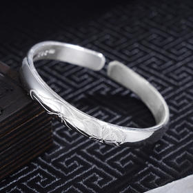 子佩集S999银【清风莲语】手工纯银手镯原创设计【55021121】2503