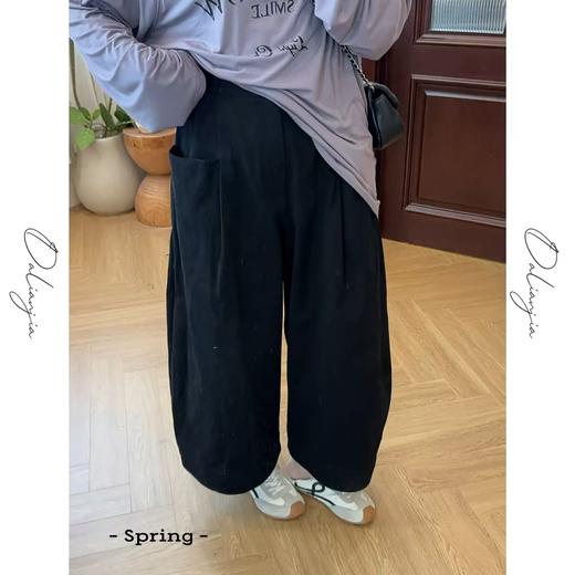 2025新品  佳佳同款【弯刀气球裤】带松紧日系休闲大口袋裤子高腰阔腿工装棉 商品图1
