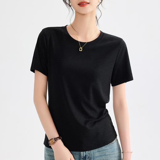 【专柜大牌品质】轻奢简约天丝亚麻短袖 莱赛尔清凉柔软T恤 商品图11