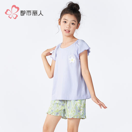都市丽人童装正价棉质短袖套装薄40支TC拉架亲情蜜语短袖类JHH9B7 商品图2