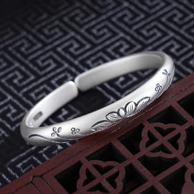 子佩集S999银【莲香浮动】手工纯银手镯原创设计【55021214】2503