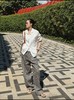 THESOONG"腔调共生"100%天然亚麻黑白条纹中腰休闲裤HWKZ6640 商品缩略图0
