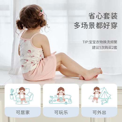 【2025年春夏新品】i-baby/英伦宝贝自然生长针织低敏恒温儿童背心短裤套装男女童家居服夏季短袖 商品图11