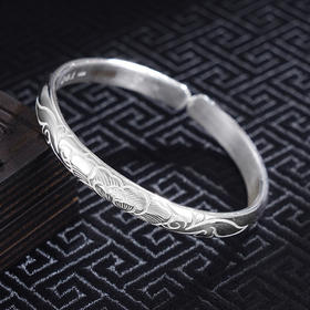 子佩集S999银【芳华永驻】手工纯银手镯原创设计【55011108】2503