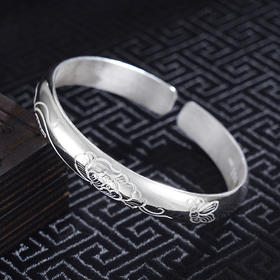 子佩集S999银【花蝶相遇】手工纯银手镯原创设计【55011106】2503