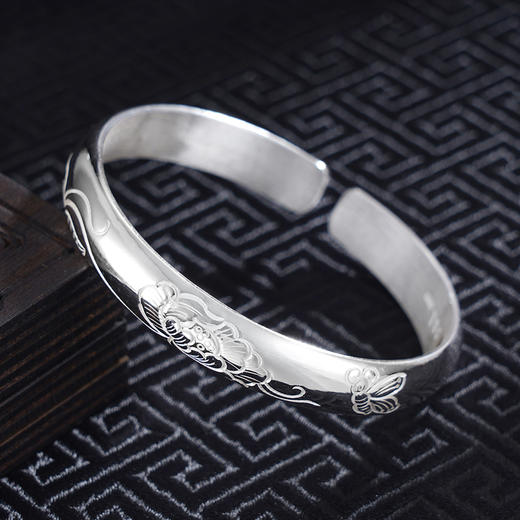 子佩集S999银【花蝶相遇】手工纯银手镯原创设计【55011106】2503 商品图1