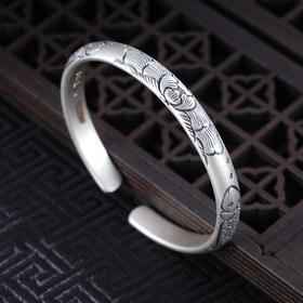 子佩集S999银【幸福有鱼】手工纯银手镯原创设计【55011207】2503