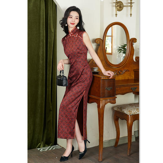 GX时尚改良新中式长款无袖旗袍2025春夏新款婚宴旗袍裙 商品图2