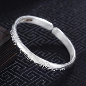子佩集S999银【莲叶田田】手工纯银手镯原创设计【55021109】2503