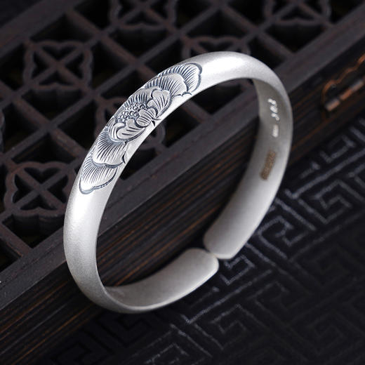 子佩集S999银【香雾染花】手工纯银手镯原创设计【55011201】2503 商品图1