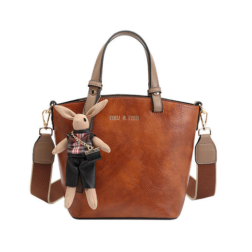 丁摩 真皮小包包女韩版百搭复古斜挎手提单肩水桶包大容量5ZF-3173 商品图4