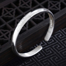 子佩集S999银【白莲初绽】手工纯银手镯原创设计【55021120】2503