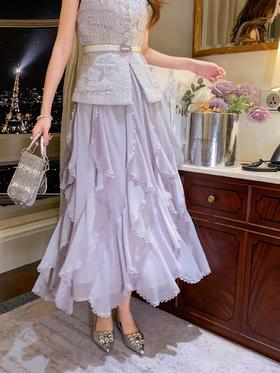 张心子【紫雾香氛】名媛风小香风无袖马甲收腰背心U2503071