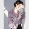 雀说 今年爆款紫色缎面提花衬衫女款早春新款独特漂亮法式长袖上衣5ZF-3176 商品缩略图0