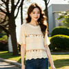 奢姿大码女装2025夏季镂空设计减龄针织衫胖妹妹链条时尚百搭上衣9652621888 商品缩略图1