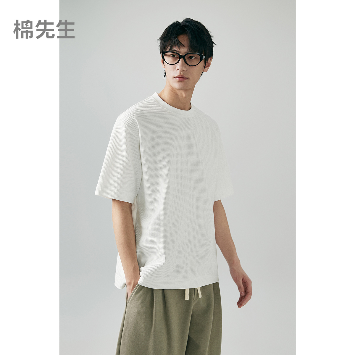 棉仓363801023-高弹柔软速干华夫格微宽松短袖T恤