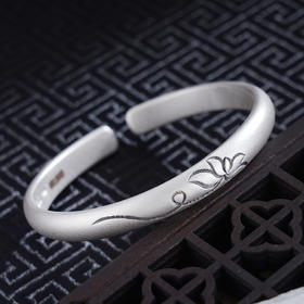 子佩集S999银【芙蓉如面】手工纯银手镯原创设计【55021203】2503