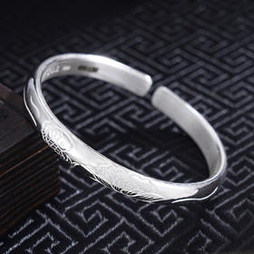子佩集S999银【鱼莲共舞】手工纯银手镯原创设计【55021130】2503
